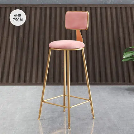 Золотой металлический литой высокий табурет для ног роскошный сексуальный барный стул табурет для дома коммерческий паб кафе отель Ночной клуб - Цвет: Cushion 75cm Pink