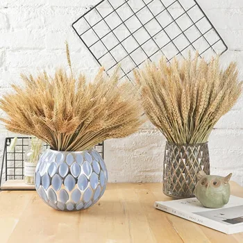 

Dried Wheat Ear Bunches Flower Bouquets Natural Raw Color DIY Wedding Party Home Decoration