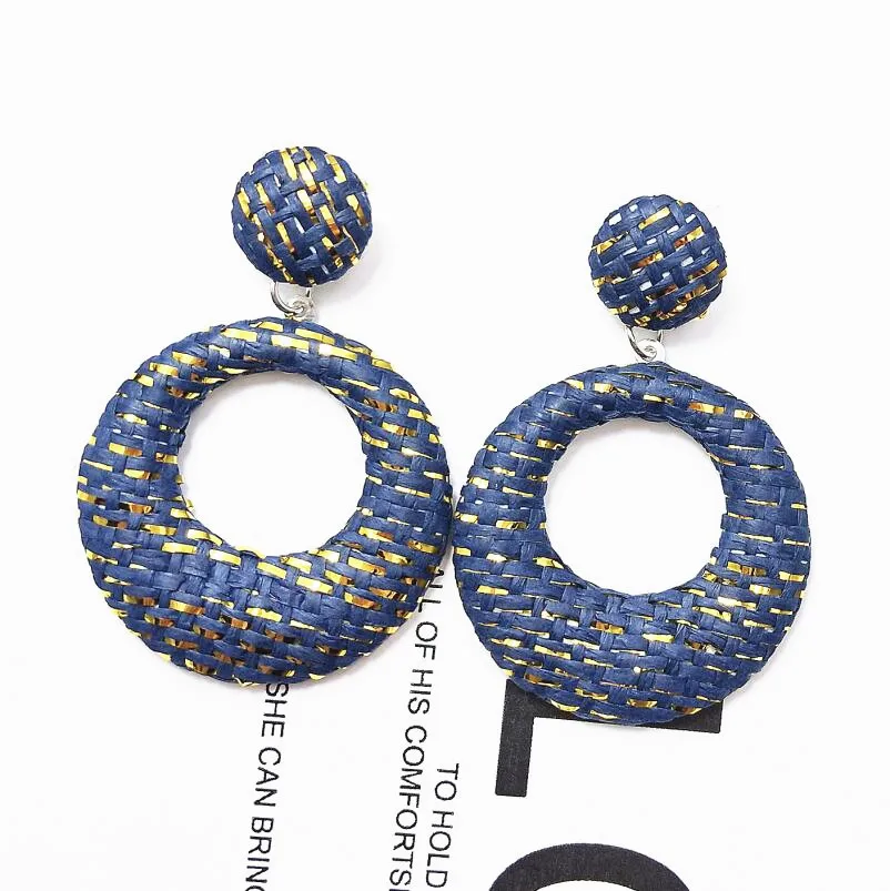 Модные Подвесные серьги большие геометрические Висячие золотые серьги для женщин вечерние ювелирные изделия - Окраска металла: navy blue gold