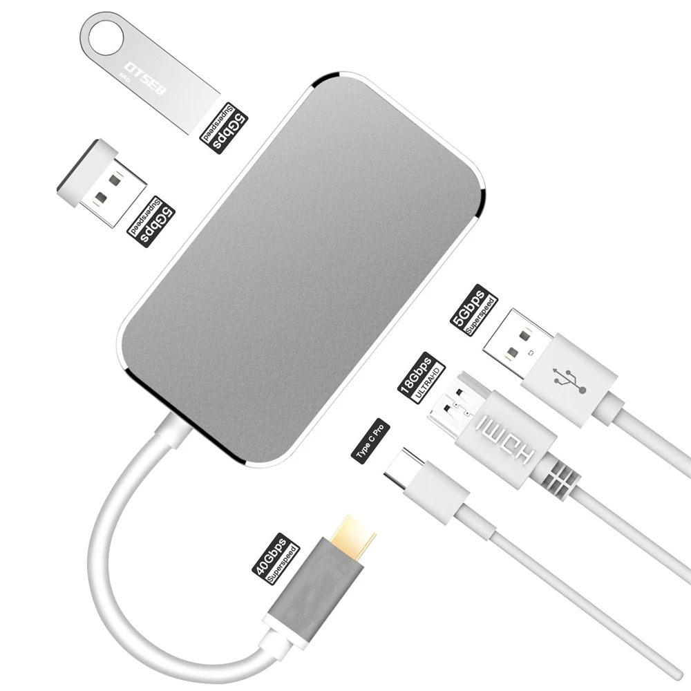 

USB Type C To HDMI 1.4 USB 3.0 Adapter USB 3.0 Type-C Adapter 4K HDMI Digital AV Multiport Adapter USB-C HUB Adapter For MacBook