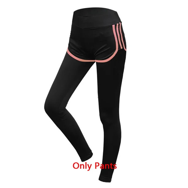 Pink pants Женский комплект для йоги, наборы для бега, одежда для спортзала, фитнеса, Спортивная футболка, длинные штаны для бега, Обтягивающие Леггинсы для йоги и тренировок, спортивный костюм - Цвет: Pink pants