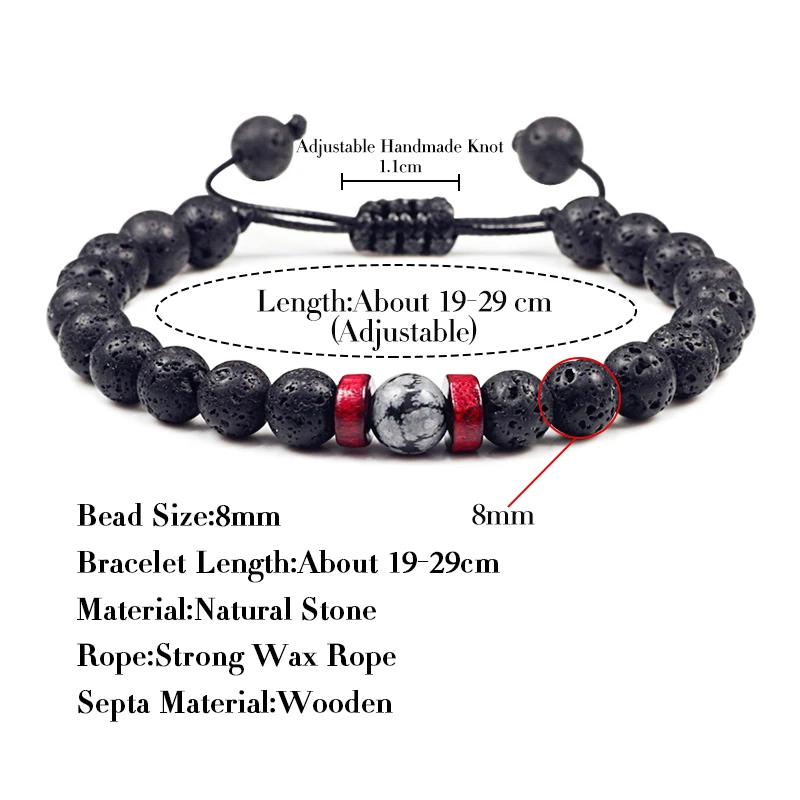 Men Bracelet Natural Black Onyx Stone Beads Tibetan Buddha Bracelet Chakra Lava Stone Diffuser Bracelets Men Jewelry Adjustable