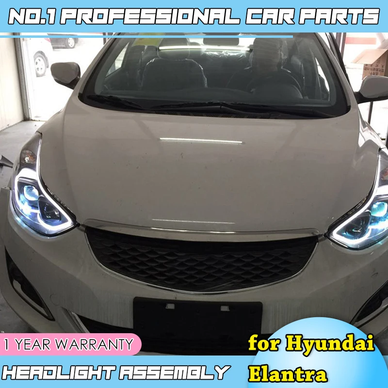 Автомобильный Стайлинг для фары для автомобиля Hyundai Elantra светодиодный 2011- фара DRL Объектив двойной луч H7 HID Xenon автомобильные аксессуары