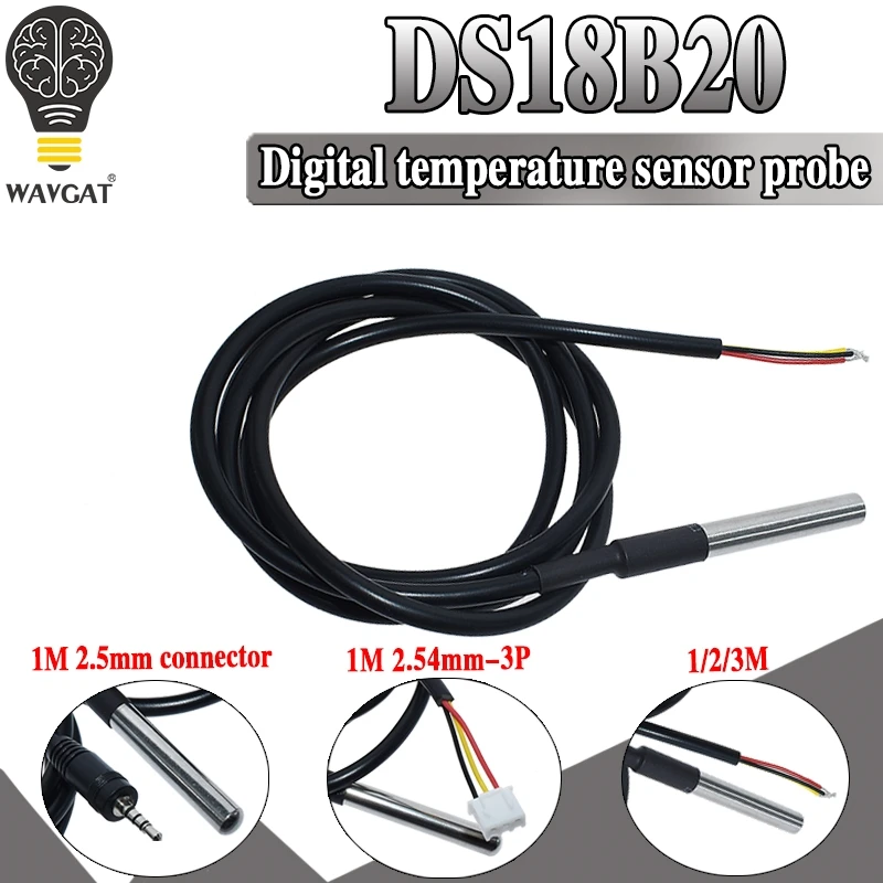 Paquete de acero inoxidable DS1820, sonda de temperatura impermeable, sensor de para Arduino 18B20, 1 pieza|Sensores| -