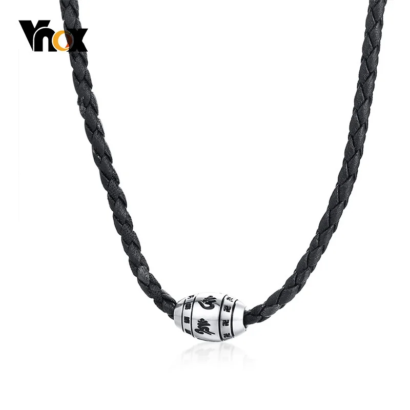 Vnox религиозный пословицы Шарм ожерелья для мужчин черный кожаный веревочный