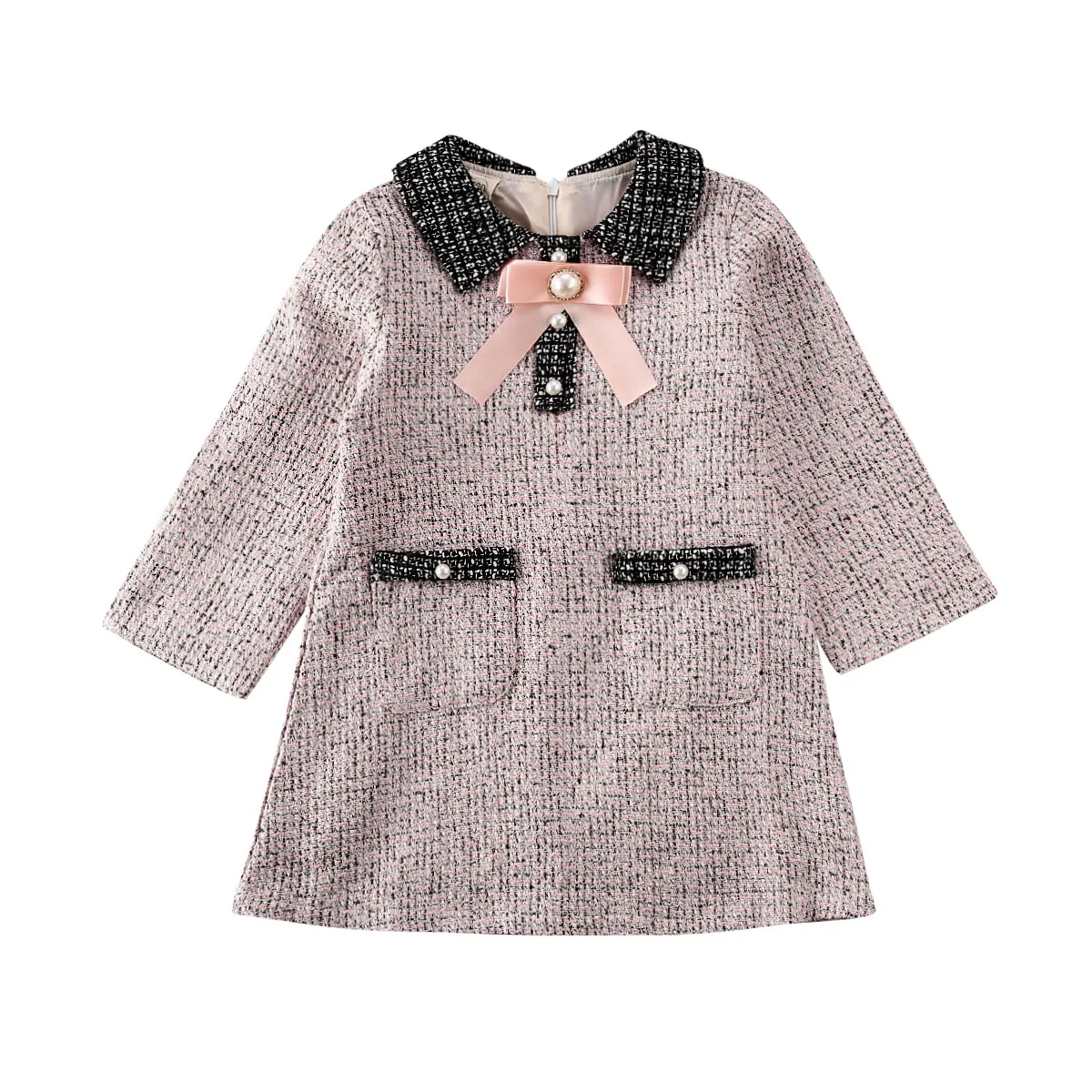 Элегантное платье для девочек, детские праздничные вечерние клетчатая юбка-пачка для маленьких девочек, платье с бантом, торжественные наряды, одежда, платья с длинными рукавами, размеры для 1-6 лет