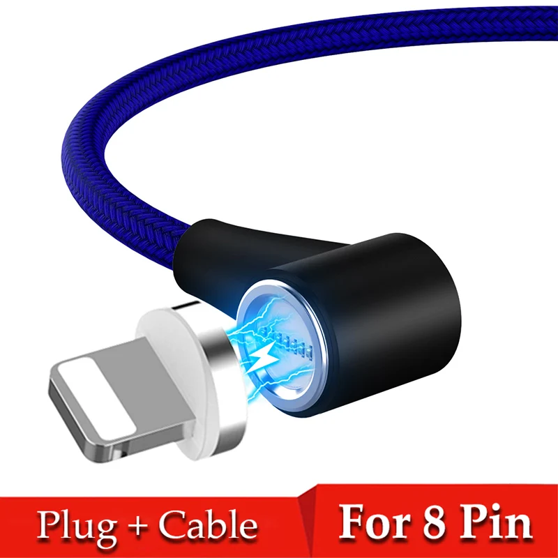 Blue For iPhone Магнитный кабель Micro usb Тип C 8 Pin адаптер быстрой зарядки телефона Microusb Тип-C магнит Зарядное устройство usb c для iphone samsung xiaomi - Цвет: Blue For iPhone