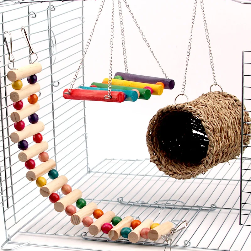 Hamster Sugar Gliders Totoro Squirrel Parrot Toys Winter Warm Nest Swing Ladder 3 Pieces 290G
