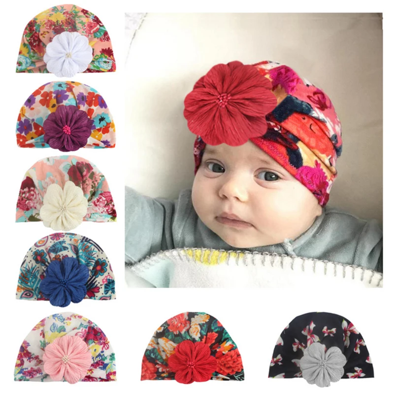 

2019 new Indian pleated matchstick thin breathable baby hat Brightly printed children's hat Soft kid gift 7 colors