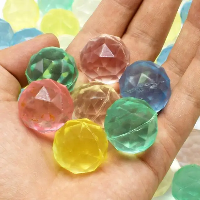 10pcs/set Funny Diamond Bouncing Ball Floating In Water Child Elastic Rubber Ball Rainbow Color Kids of Pinball Bouncy Toys Gift 3