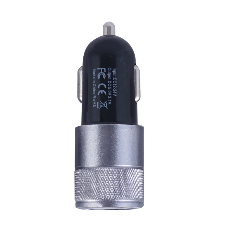 Универсальное алюминиевое автомобильное зарядное устройство с двумя USB портами
