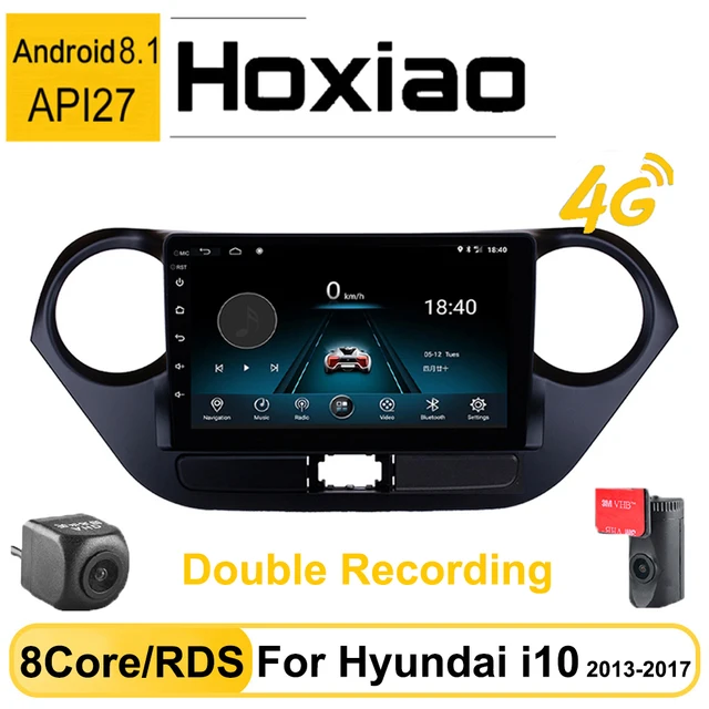 Android 8.1 RDS Car Radio 2 Din Multimedia Player For Hyundai Grand I10 2013 2014 2015 2016 8Core AM Double Recording Auto Radio