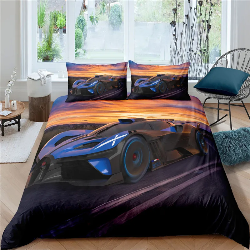 

Home Textiles Luxury 3D Racing Car Print Duvet Cover Set 2/3 Pcs Pillowcase Girls Bedding Set AU/EU/UK/US Queen and King Size