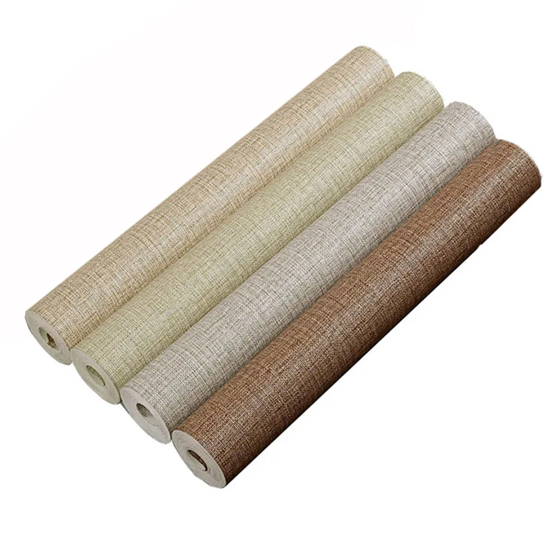 Modern brief Waterproof PVC Embossed Linen Texture Wallpaper Plain Solid Living Room Bedroom Cloth Shop Home Decor Wall Paper
