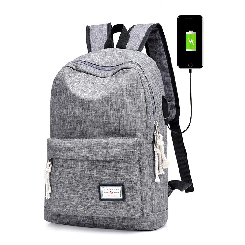

Simple School Backpacks Student USB Charger Laptop Notebook Back Bags Casual Soft Travel Knapsack For Unisex Teenagers B034