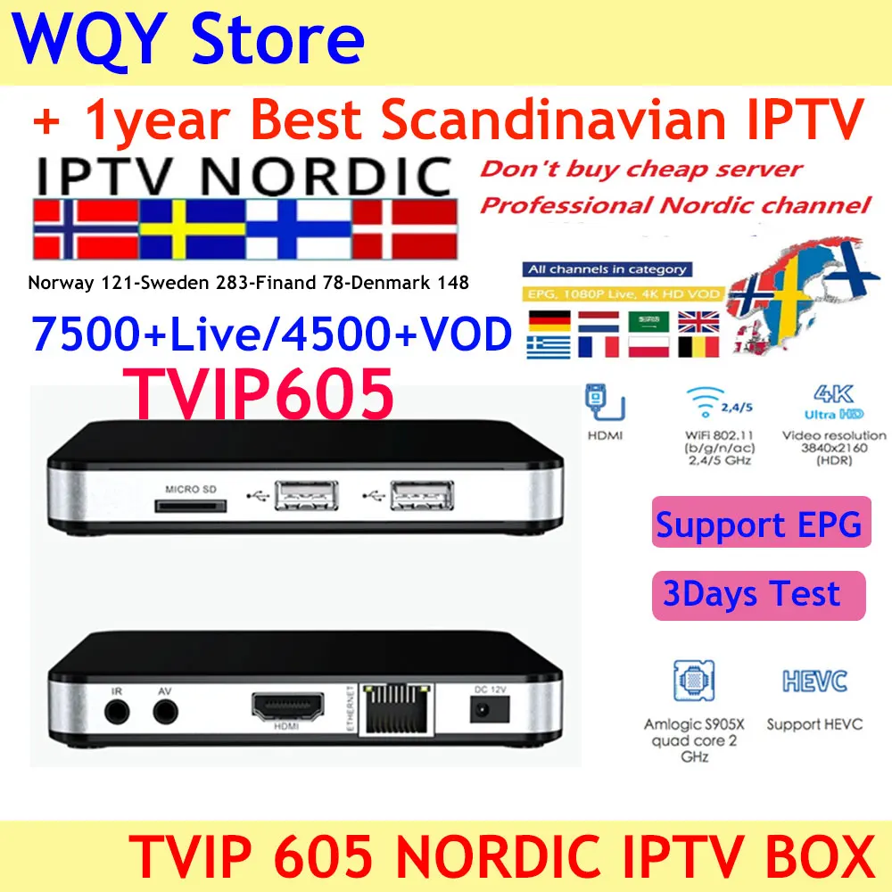 

TVIP605 Linux and Android Double Systerm with best stable Scandinavian IPTV Nordic Sweden Norway Finland Denmark UK USA Europe