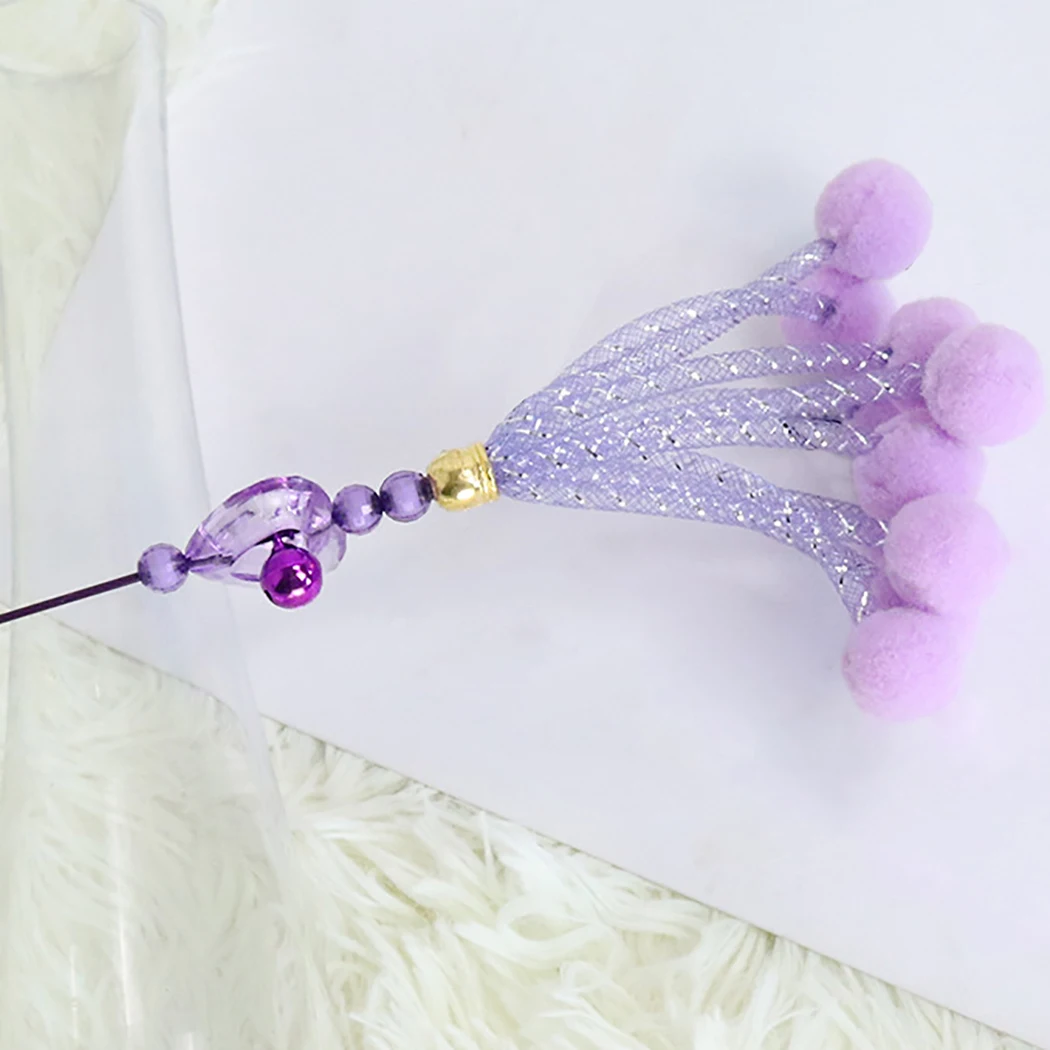 1PC Cat Teaser Wand Kitten Teaser Stick Interactive Cat Toy Plush Kitten Cat Scratching Toy With Bell Pet Toy Random Color