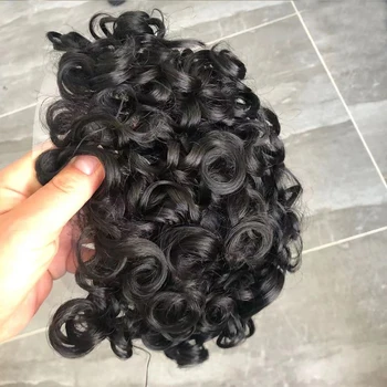 Protesi Capillare Ricciola da 20MM per Uomini Neri, Sistema di Sostituzione dei Capelli Umani, Topper per Uomini, Protesi Capillare Durevole