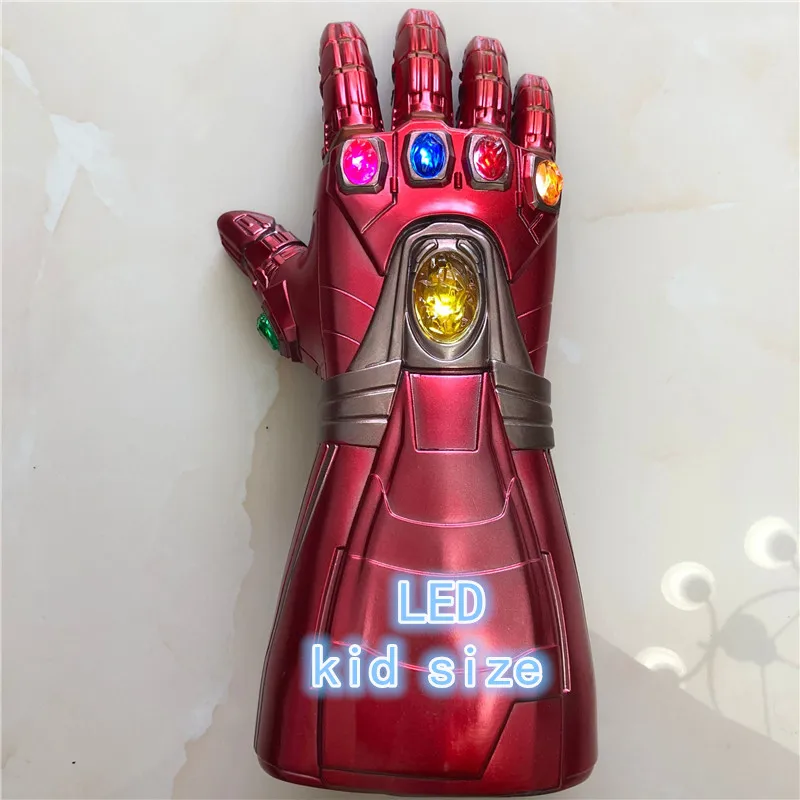 1: 1 светодиодный светильник Thanos Gauntlet Военные перчатки косплей Хэллоуин костюм реквизит Endgame 4 Quantum - Цвет: Iron man kid led