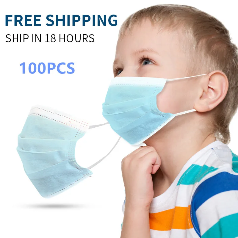 

100pcs kids use Medical mask 3 Ply Non Woven Ear Loop Disposable Face Mask Antivirus Medical kids face mask