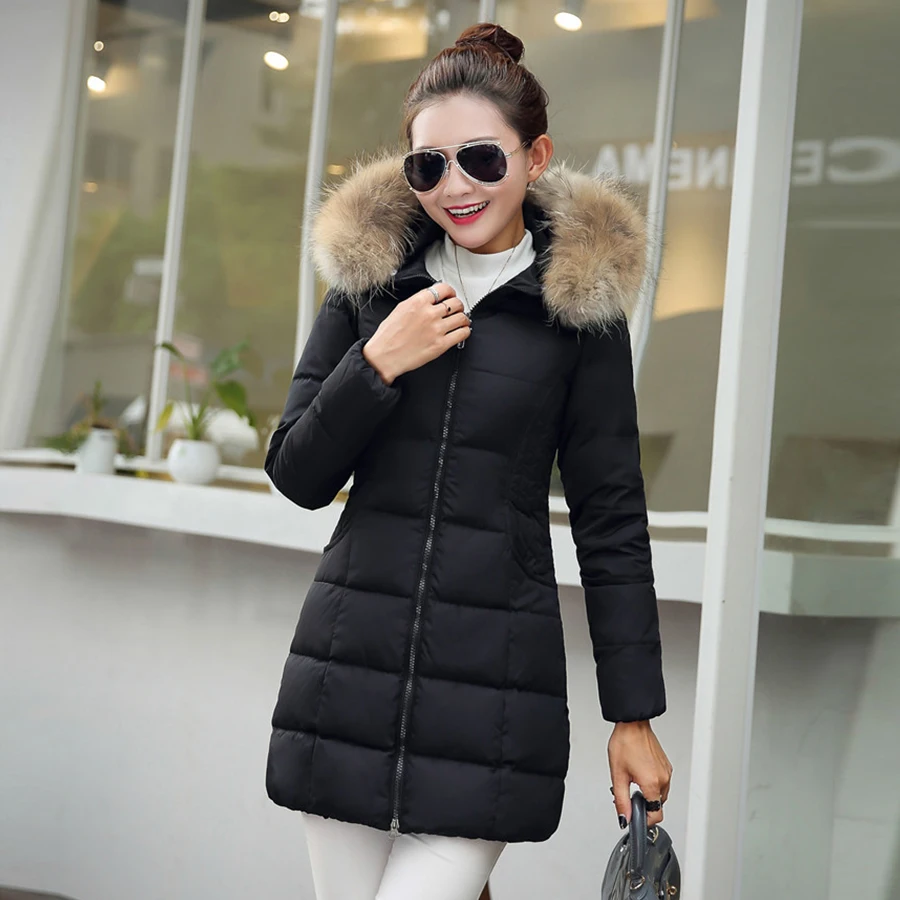 Goedkoop Winter Mid Lange Hooded Down Jassen Vrouwen Fashion Solid Losse Dik Katoen Jassen Vrouwelijke Warm Plus Size Koreaanse parka Nieuwe