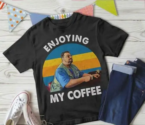 Walter Sobchak БОЛЬШОЙ ЛЕБОВСКИ наслаждаясь мой кофе Черная Мужская футболка 2019 крутые