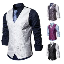 Осень стиль Мода мужчины Пейсли однобортный жилет пальто