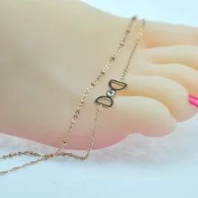 Стиль Мода корейский стиль двойной слой двойной D нержавеющая сталь титановая сталь ножной браслет аксессуары не выцветает