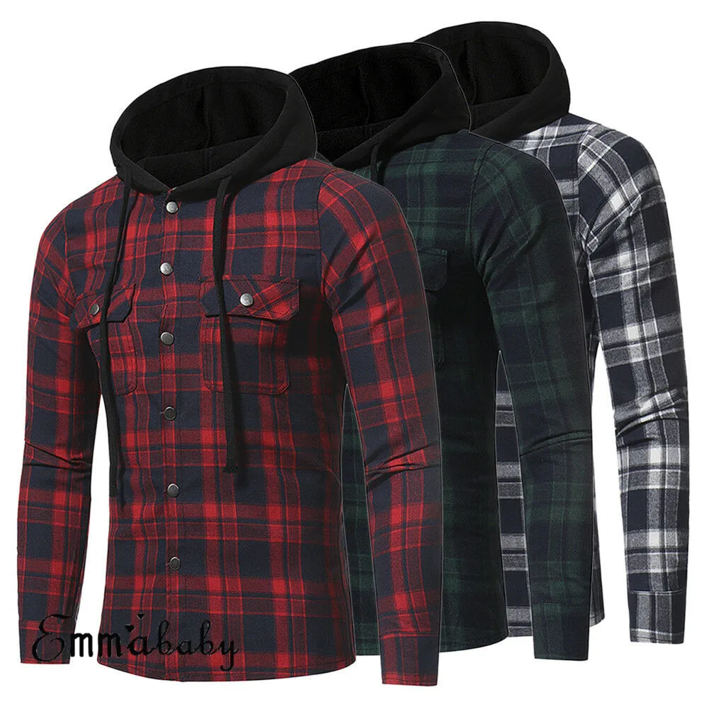 UK Mens Brawny Buffalo Plaid Flannel Shirt Long Sleeves Button Front Hoody|Trainning & Exercise T-shirts| - AliExpress