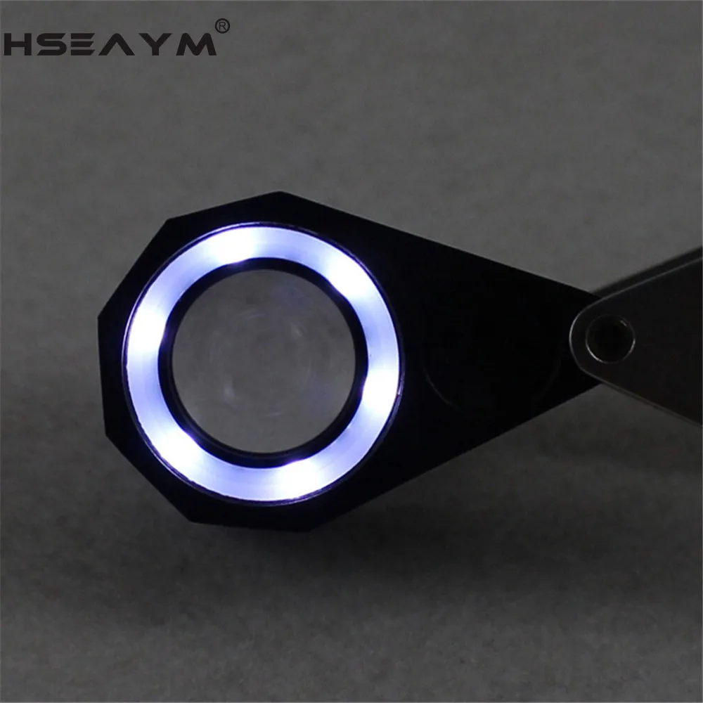 30X 6 LED Light Circle Tube Jewelry Magnifier Mirror Optical Glass Magnifier Repair Magnifying Glass Loupe Antique Gemstone