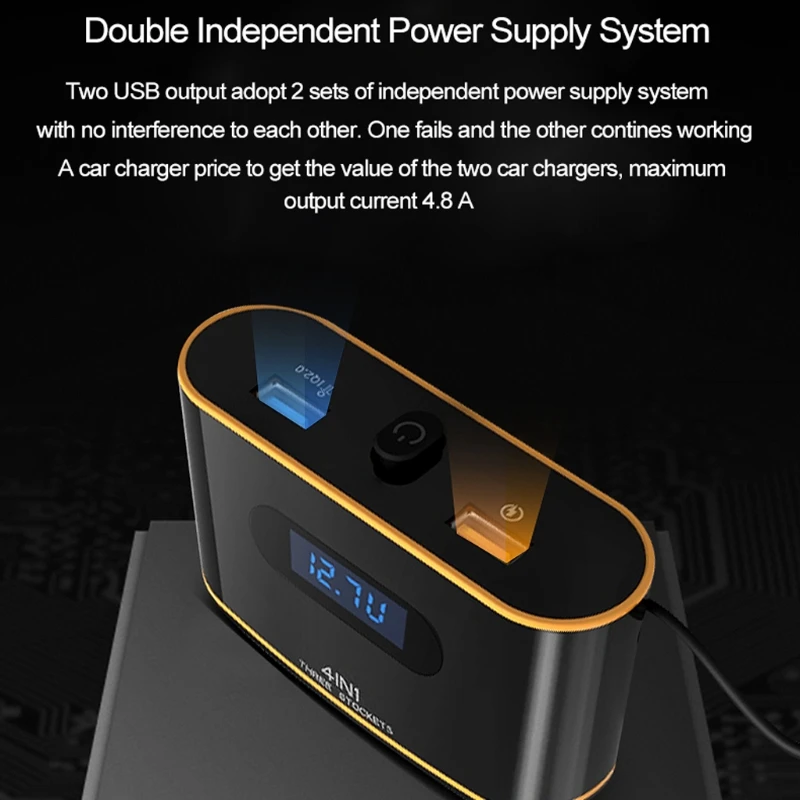 QC3.0 Универсальный Автомобильный USB прикуриватель сплиттер вольтметр 12 в 24 В адаптер питания для сотового телефона gps