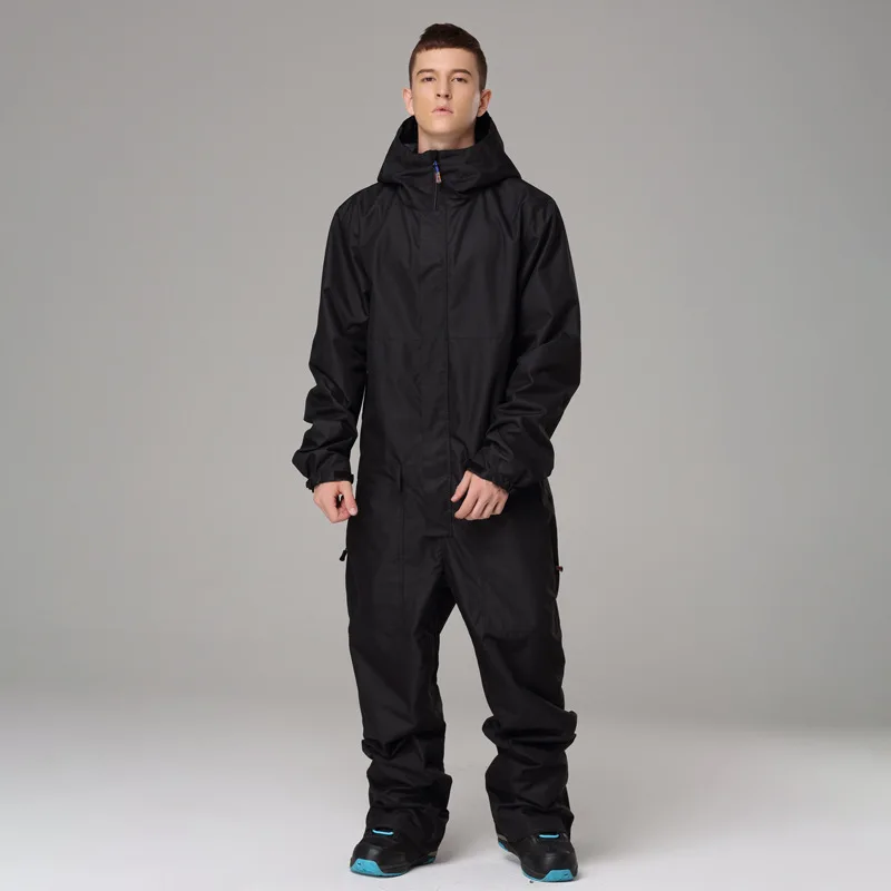 Men black Новинка, теплый лыжный костюм для женщин, водонепроницаемый, ветрозащитный, для катания на лыжах и сноуборде, комплект из куртки и штанов, женский зимний комбинезон, одежда для улицы - Цвет: Men black