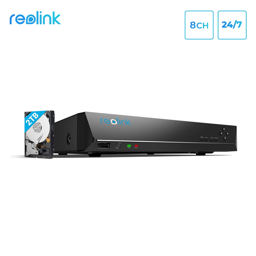 Reolink 8ch NVR для 4MP/5MP/4K ip камера P2P 24/7 Запись H.264 видео рекордер 2 ТБ HDD RLN8