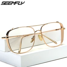 Seemfly Square Hip Hop Fashion Brand Design Sunglasses Men Women Transparent Sun Glasses Lady Oversized Eyeglasses UV400 Shades