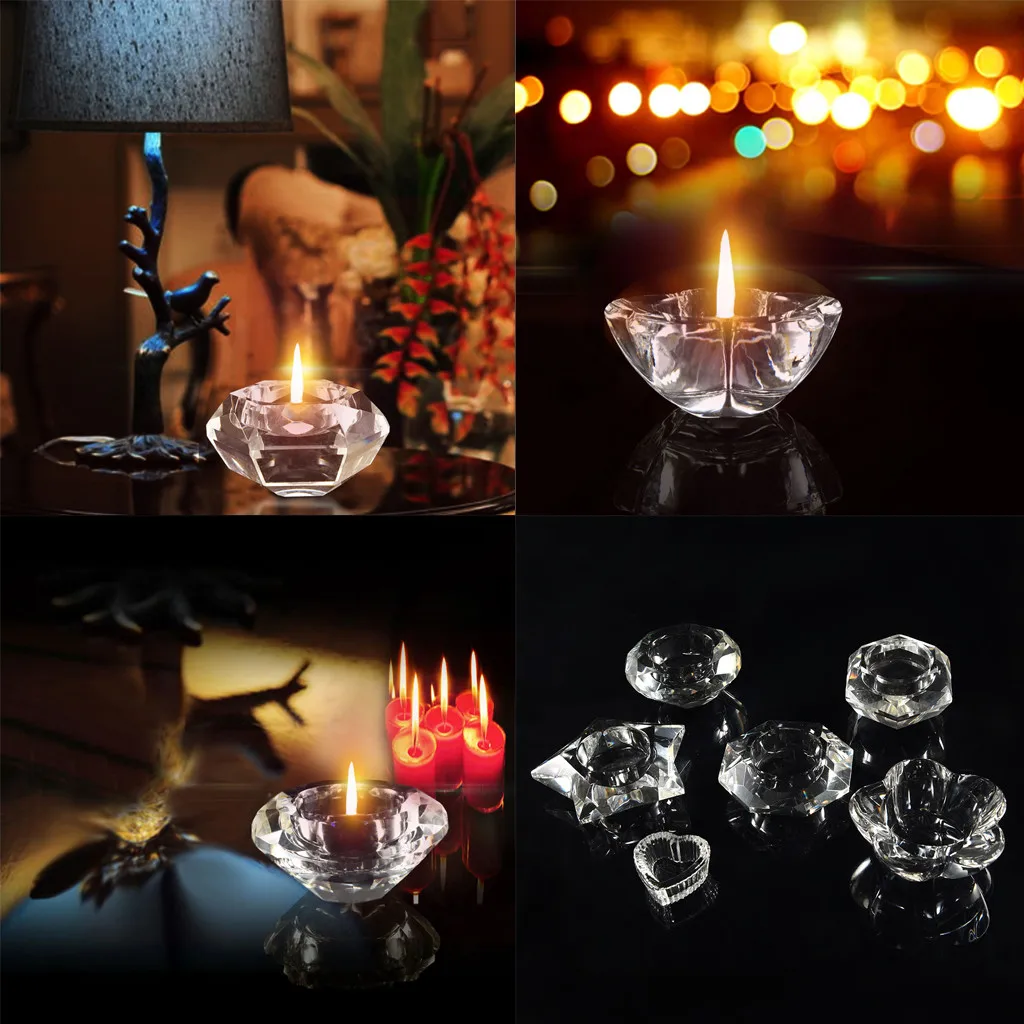 Прозрачный Хрустальный подсвечник чайный светильник Свадебный