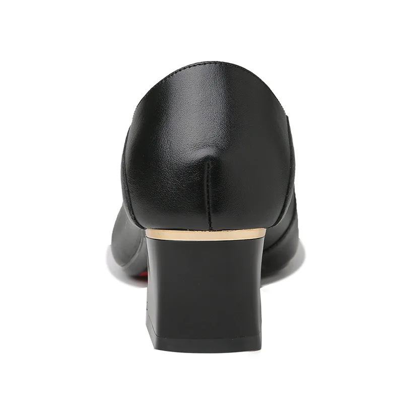 

Chunky-Heel Leather Shoes WOMEN'S Shoes 2019 New Style Spring Semi-high Heeled round Single Shoes Deep Mouth Going to Work Shoes