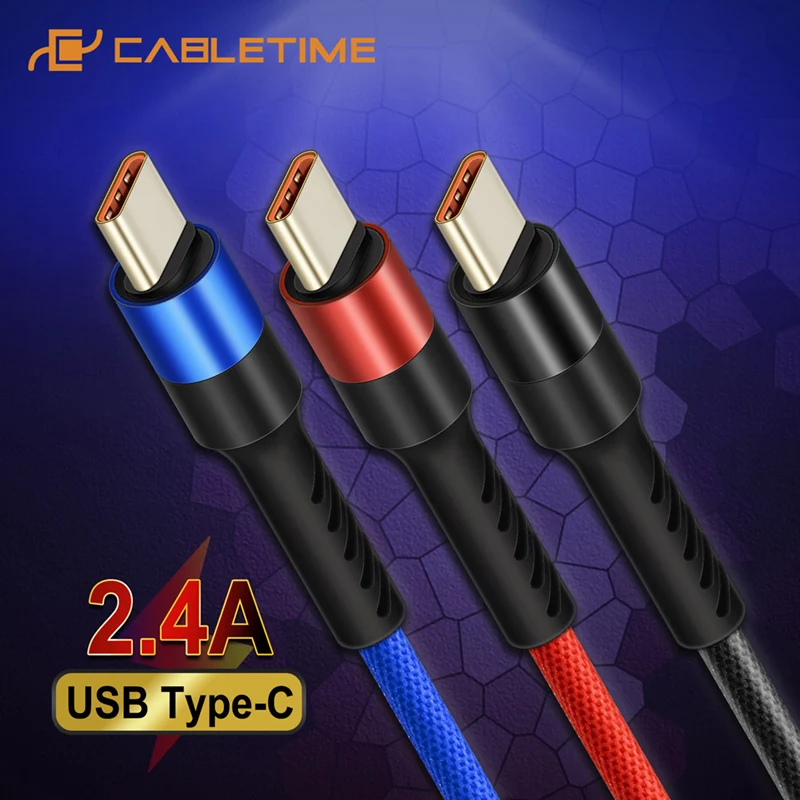 

CABLETIME USB C Cable Type C Mobile Phone Cable Fast Charge Phone Cable for Samsung S9 Huawei P10 Nintendo Oneplus 5 Black C245