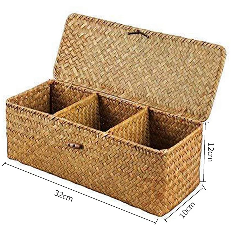 Toilet Paper Basket- 3 Plaid Rattan Toilet Bathroom Storage Organizer Basket- Jewelry Cosmetic Storage Basket 2