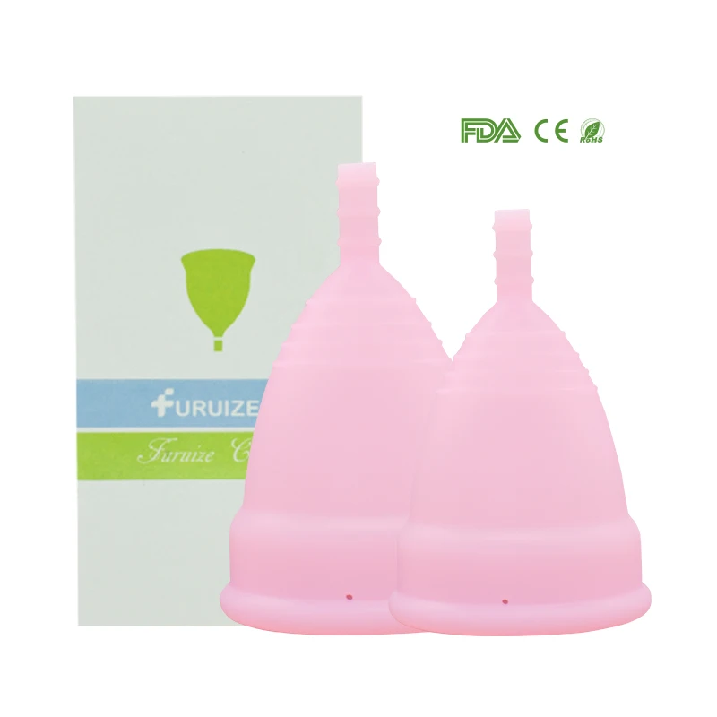 2pcs-pink cups Медицинской Силиконовой Менструальной Чашки Женская Гигиена Копа менструальной Чашки Леди - Цвет: 2pcs-pink cups