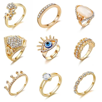 

50 Pcs/lot 2020 fahsion cheap alloy gold color eye shaped gold color fashion women jewelry ring