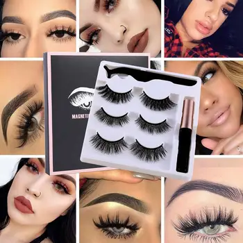 

Magnet Eyelash Magnetic Liquid Eyeliner & Magnetic Tweezer Lasting Extension Eyelash False Eyelashes Waterproof Set Long & F2R1