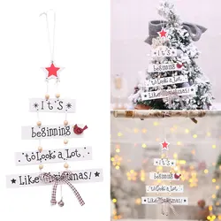 Рождественские деревянные цветные буквы декоративные подвески пентаграмма украшения Подвески
