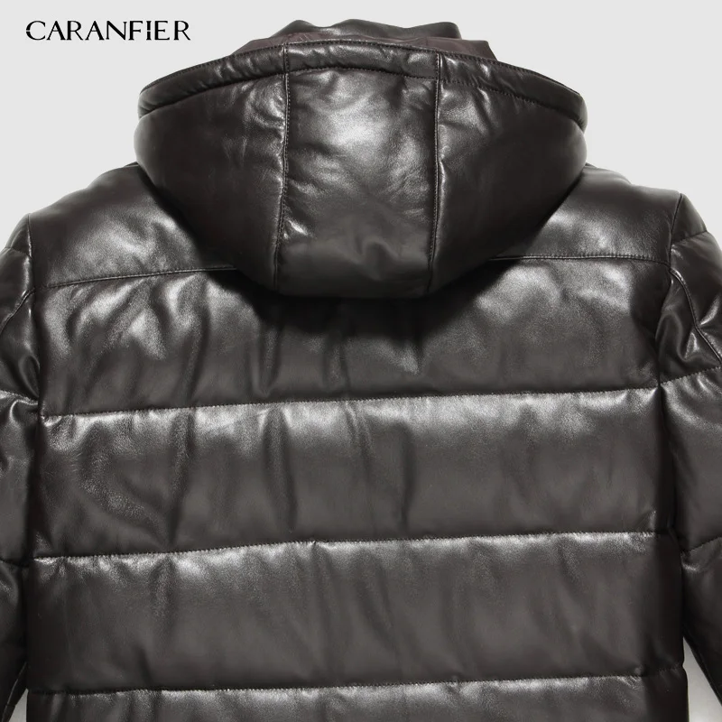 CARANFIER Новинка 2019 куртки мужские пуховики из натуральной кожи зимняя верхняя