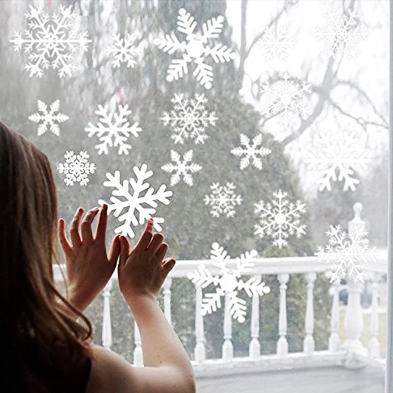 

38 pcs/lot snowflake electrostatic Sticker Window Kids room Christmas Wall Stickers Home Decals Decoration New Year Wall Paper