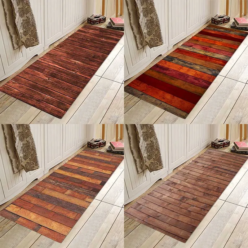 

Brown wood bars Flannery printing Anti-Slip absorbent home mat