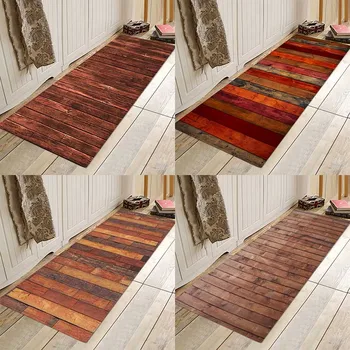 

Brown wood bars Flannery printing Anti-Slip absorbent home mat