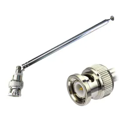 Stainless Steel FM Radio Antenna BNC Connector Telescopic Aerial 62cm