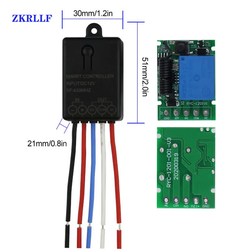 Universal Wireless Remote Control Switch DC 12V 1CH 433Mhz Relay Receiver and AB buttons RF Transmitter Electronic Lock Control DIY-3