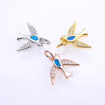 

Rainbow Bird cz copper opel necklace pendant connector for diy bracelet jewelry making charm accessories for woman