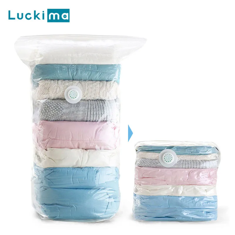 Bolsas de almacenamiento al vacío para ropa, edredones, suéteres, almohadas, bolsas de sellado de compresión para el hogar, sin bomba